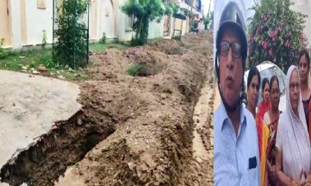 गड्ढा खोदकर छोड़े जाने से कालोनीवासियों में रोष